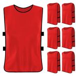 Catime Set of 6 football vests, training bibs, basketball, sports mesh bibs, vest mesh vest, sports jersey vest for adults, training bibs for men and women, red, Erwachsene plus Größe XL