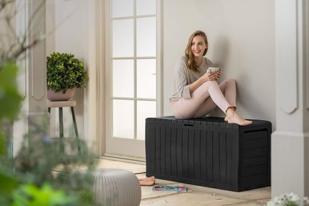 Keter Marvel+ 270L Outdoor Storage Box – Graphite, Weatherproof Garden Chest