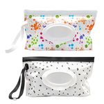 Baby Wet Wipes Pouches, 2 Pcs Baby Wet Wipes Dispensers, Travel Wet Wipes Bags Cases Reusable Refillable, Portable Wipe Carrying Pouches Case for Baby Y3SJB-2B-1