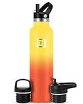 IRON °FLASK Sports Water Bottle - 24 oz, 3 Lids (Straw Lid) - Leak Proof, Durable Double Walled Stainless Steel - Gym Bottles for Men, Women & Kids - Insulated Thermos, Hot & Cold Hiking Canteen