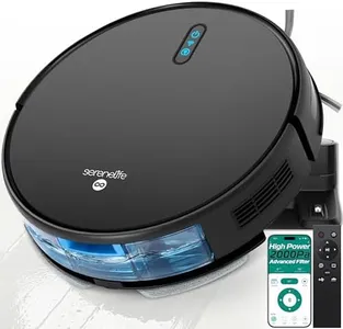 Smart Robot Vacuum and Mop Combo, 2000Pa Suction, App Control, 4 Cleaning Modes, Anti-Fall Sensors, Multi-Surface Cleaning, Self-Charging, Ideal for Pet Hair, Soft and Hard Floors, Black