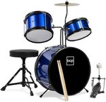 Best Choice Products 3-Piece Beginner Drum Set for Kids Juniors, w/Throne Stool, Cymbal, Drum Sticks, Bass Drum Pedal, 2 Toms - Blue/Black
