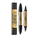 Eyebrow Pencil, 2-in-1 Waterproof Microblading Eyebrow Pen, 4 Micro Fork Tip Magic Eyebrow Pencil for Natural Hair-like Strokes, Long-lasting, Smudge-proof, Clear & Defined Look, Dark Brown