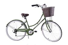 Ammaco Classique 26" Wheel Heritage Traditional Classic Ladies Lifestyle Bike & Basket 16" Frame Dutch Style Olive Green