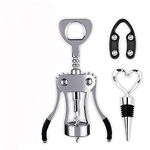 HASTHIP® 3PCSWine Opener Gift Set, Wing Corkscrew Beer Bottle Openers, Upgrade Multifunctional Corkscrews with Bottles Stopper and Foil Cutter Waiters Cork Remover for Kitchen Restaurant Chateau Bars