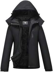 CAMEL CROWN Women's Mountain Waterproof Ski Jackets Warm Winter Snow Coat with Detachable Hood Windproof Rain Jacket Black XL