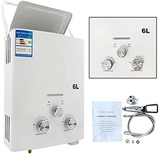 ECUTEE LPG Propangas Warmwasserbereiter Durchlauferhitzer Gas 6L 12KW, Tragbarer Tankloser Kesselbrenner mit Duschkopf-Kit für Kleine Häuser Segelbootkabinen für Wohnmobile Camping, White