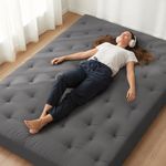 ZonLi Japanese Floor Futon Mattress King Size 76"x 80"100% Cotton Cover 6'' Thicken Tatami Mattress,Foldable Sleeping Pad,Portable Dormitory Tatami Mat,Roll Up Floor Lounger Bed for Adult (Grey)