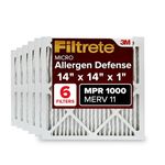 Filtrete 14x14x1, AC Furnace Air Filter, MPR 1000, Micro Allergen Defense, 6-Pack (Exact Dimensions 13.81 x 13.81 x 0.81)