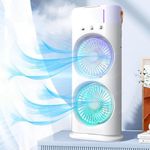 Exxelo 15-Year Warranty Portable Double-Ended Spray Fan: USB Rechargeable Mini Cooling Desk Fan with Water Mist for Office and Home – Ideal for Gifting