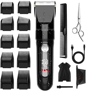 Hair Clipper, Youker Cordless Hair Cutting Kit for Men, 2 Adjustable Speed IPX4 Waterproof Beard Trimmer with Ceramic Blades & LED Display, 1500mAh Rechargeable Barber Kit