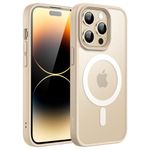 JETech Magnetic Case for iPhone 14 Pro Max 6.7-Inch Compatible with MagSafe, Translucent Matte Back Slim Shockproof Phone Cover (Light Gold)