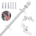 Eidoct Flag Pole for Garden with Flag Pole Holder, 6FT (1.8M) Stainless Steel Flag Pole for Outside House Garden Yard, Residential or Commerical Flag Pole Kit (White)