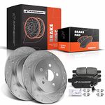 A-Premium 10.2 inch(259.08 mm) Rear Disc Brake Rotors + Ceramic Pads Kit Compatible with Select Lexus, Pontiac and Toyota Models - CT200h, Vibe, Corolla, Matrix, Prius, Prius Plug-In, Prius Prime