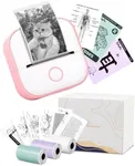 Memoking Mini Portable Printer - T02 Small Photo Printer for Phone, Thermal Wireless Note Printer for Children’s Day Birthday, Compatible with iOS & Android, Pink