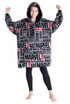 Marvel Oversized Blanket Hoodie Kids Avengers Captain America Iron Man Thor Hulk (Grey/Black)