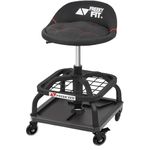 FreekyFit Rolling Shop Stool with Wheels, Garage Work Mechanic Stool with Backrest, Roller Mechanic Chair, Adjustable Height, 360° Swivel, Tool Tray Storage, 330 LBS Capacity, Heavy Duty, Black