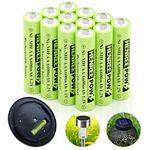 Henreepow AAA Rechargeable Battery, 1.2v Ni-MH Solar Batteries, Low Self-Discharge, Pre-Charged Triple A Battery for Solar Pathway Lights, Outdoor Solar Lights (600mAh -12pack)