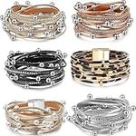 Yinkin 6 Pcs Pu Leather Wrap Bracel