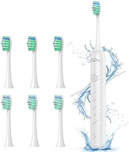 Cepillos de Dientes Eléctrico Sónico para Blanqueador Dental - Cepillo Electrico con 6 Cabezales, 5 Modos, Carga Rápida y Utilizar por 180 Días, Cepillos de Dientes Eléctricos Ultrasónicos, Blanco
