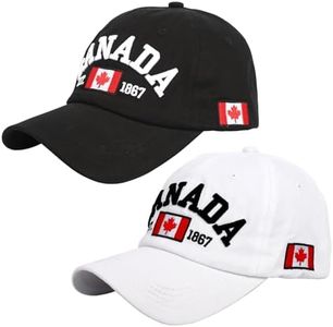 Knstol 2 PCS Canada Baseball Cap,Adjustable Canada Hat for Men Women Kids,Embroidered Maple Leaf Golf Hat Canada Souvenirs (CA/US, Alpha, One Size, Black+White)