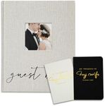 Vienrose Wedding Guest Book Set with 2 Vow Books and A Guest Book,Sign-in Book Personalized Linen Guestbook Polaroid Guest Book Wedding Reception Registry Book