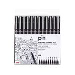 Uniball PIN-200 0.03-0.8mm Fineliner Drawing Pen | Water & Fade Proof Pigment Ink | Ideal For Technical Drawing, Mandala, Calligraphy, Sketching, Anime & DIY Crafts | Black Ink, Pack of 12