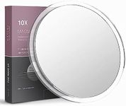 Mavoro 10x Magnifying Mirror Suction Cup Mirror. 9in Large Makeup Mirror with Magnification and 3 Strong Suction Cups. Large Magnified Mirror, Shower Mirror for Shaving, Cosmetic Mirror for Eyebrows