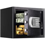 RETLLAS Digital Small Safe caja fuerte Security Money Safes Electronic Lock Safes Lock Box with Keypad for Cash Jewelry Home, Hotel, Dorm, Office (1.2 Cuft Black)