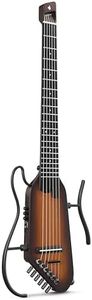 Donner HUSH C Acoustic-Electric Nylon String Classical Guitar– Ultra-Lightweight Travel Guitar with Built-In Tuner, HPS-II Preamp, Headphone Jack & Quick-Release Stand – Sunburst