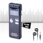 Rynli 64GB Digital Voice Activated Recorder with Playback, HD Dual MIC Dictaphone Voice Recorder, Noise Reduction, 4800 Hours Mini Recording Device, Ideal for Interviews/Classes/Meeting