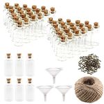 FOGAWA 48Pcs 20ml Small Glass Bottles with Cork Stoppers Mini Glass Jars Bottles Clear Wish Bottles Miniature Potion Bottles Small Glass Vials for Wedding Favors Party Decor Include Twine Funnels