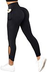 SUUKSESS Women Scrunch Butt Lifting Capri Leggings with Pockets Twist High Waisted Yoga Pants (Black, M)