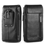 Hengwin Leather Phone Holster Case for iPhone 15 14 13 12 11 Pro Max 15 14Plus Samsung Galaxy S23+ S22 Ultra Fanny Pack with Zip Card Slots