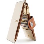 BOSTANTEN Leather Wallets for Women RFID Blocking Slim Bofild Purse Card Holder with Zipper Pocket Beige