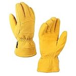 SKYDEER Full Deerskin Suede Leather Winter Gloves for Cold Weather Work Skiing Cycling Driving, Extreme Warm Gloves for Men and Women (SD8676T/L)