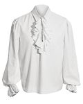 LUYANA Mens Pirate Shirt Vampire Renaissance Victorian Steampunk Gothic Shirt White XL