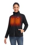 ORORO Women's Heated Fleece Jacket Full Zip with Power Bank, Up to 10 Hours of Warmth - Charger Not Included (Black,M)