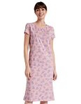 Amazon Brand - Symbol Cotton Knee Length Women's Nightdress Regular Nightgown (EI-AW20DR04-SOMM-11_Pink_L)