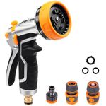 Onarway Garden Hose Spray Gun: 10 Patterns Multi Jet High Pressure Water Hose Gun Spray Nozzle Metal Hose Pipe Head Garden Watering Attachment Set