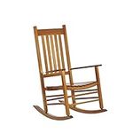 Outsunny Wooden Porch Rocking Chair Outdoor Patio Rocker Garden Single Leisure Reclining Seat Armchair Natural