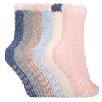 Fanshiontide 6 Pairs Women Fluffy Slipper Socks,Winter Warm Cosy Bed Fuzzy Socks with Grips,Non Slip Grip Socks Soft House Sleep Socks for Women Girls