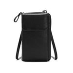 Kememo Crossbody Phone Bag for Women, PU Leather Ladies Cross Body Handbags Mobile Phone Pouch with Adjustable Strap Card Slots, Small Cellphone Shoulder Bags Coin Purse Wallet Gifts for Women, Black