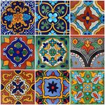 9 Mexican Tiles 4"x 4" Hand Painted Talavera F- 40