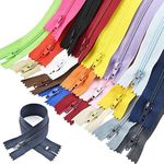 XAVSWRDE 100 PCS Mix Nylon Coil Zippers Bulk Multicolor Colorful Zippers Invisible 24 cm/9 inch Zip Tailer Sewing Tools Craft, Closed End for Tailor Sewing Crafts and Clothing, Assorted 20 Colors