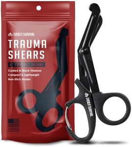 EVERLIT Trauma Shears Black Titanium Coated Non-stick Blades Stainless Steel Bandage Medical Scissors for EMT EMS Doctor and Nurses (6" Compact, 1 Pair)
