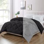 Day Care - King Size Bed Comforter for Winter Microfiber 500 GSM Diamond Stitch Reversible Comforter (92" x 106" Inches/233cm x 269cm) - Comforter for King Size Bed|Black/Silver