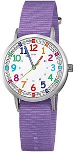 ITOOZYNN Kids Watch for Children Girls and Boys,Easy Read Time First Watch for Children's Toddler Learning Time,for Ages3~11 Boys Girls Little Child as Gift (Purple)