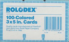 Rolodex 3x5 Replacement Cards. BLUE. 100-pack. Authentic Rolodex-made cards. Fits all 3"x5" files.