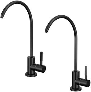 GRANDJOY 2-Pack Matte Black High Arc Drinking Water Faucet, Lead-Free 304 Stainless Steel Filtered RO Tap for Kitchen Sink & Water Filtration System